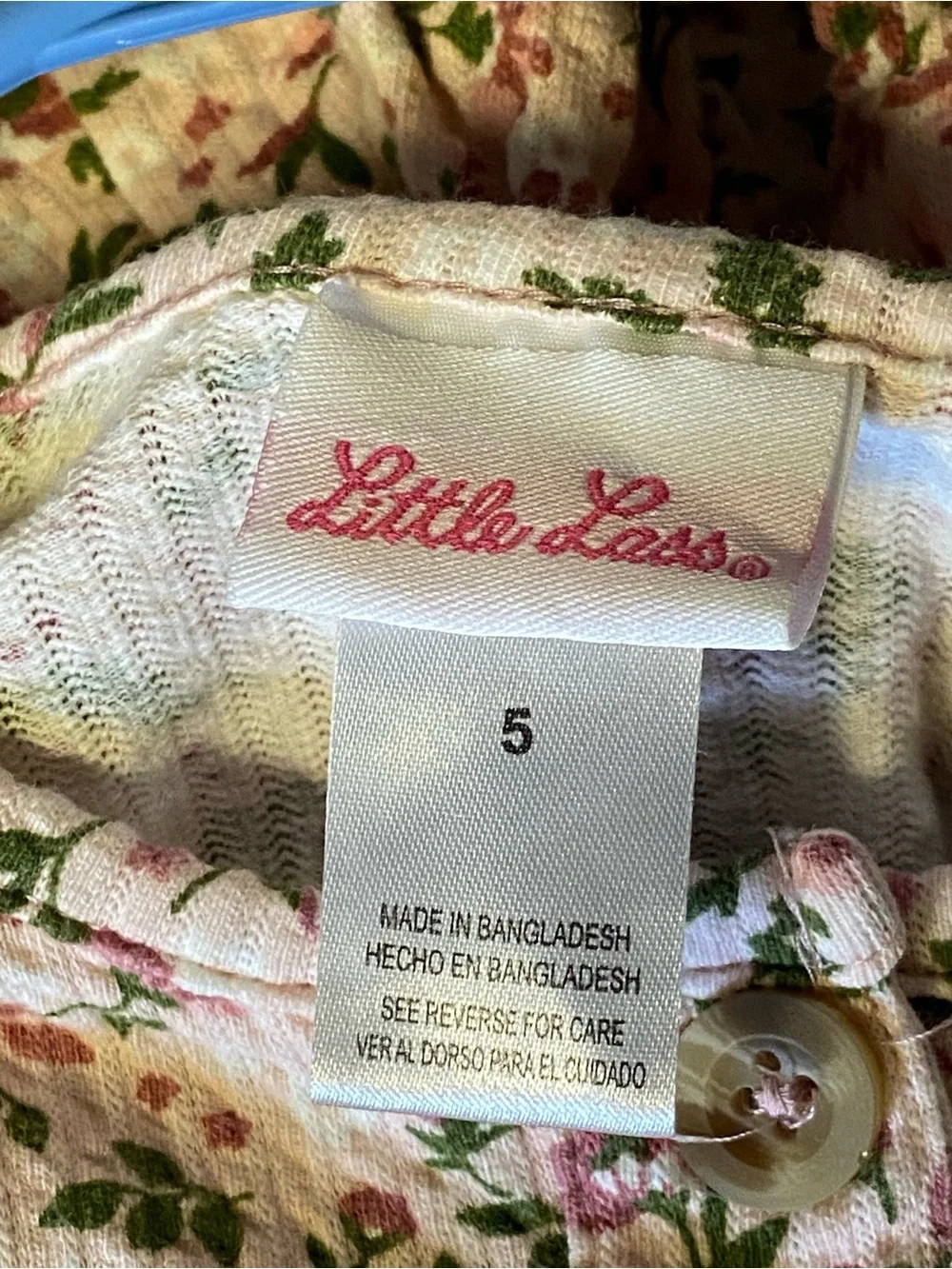 Little Lass Pink Floral Casual Dress with Green Accents
